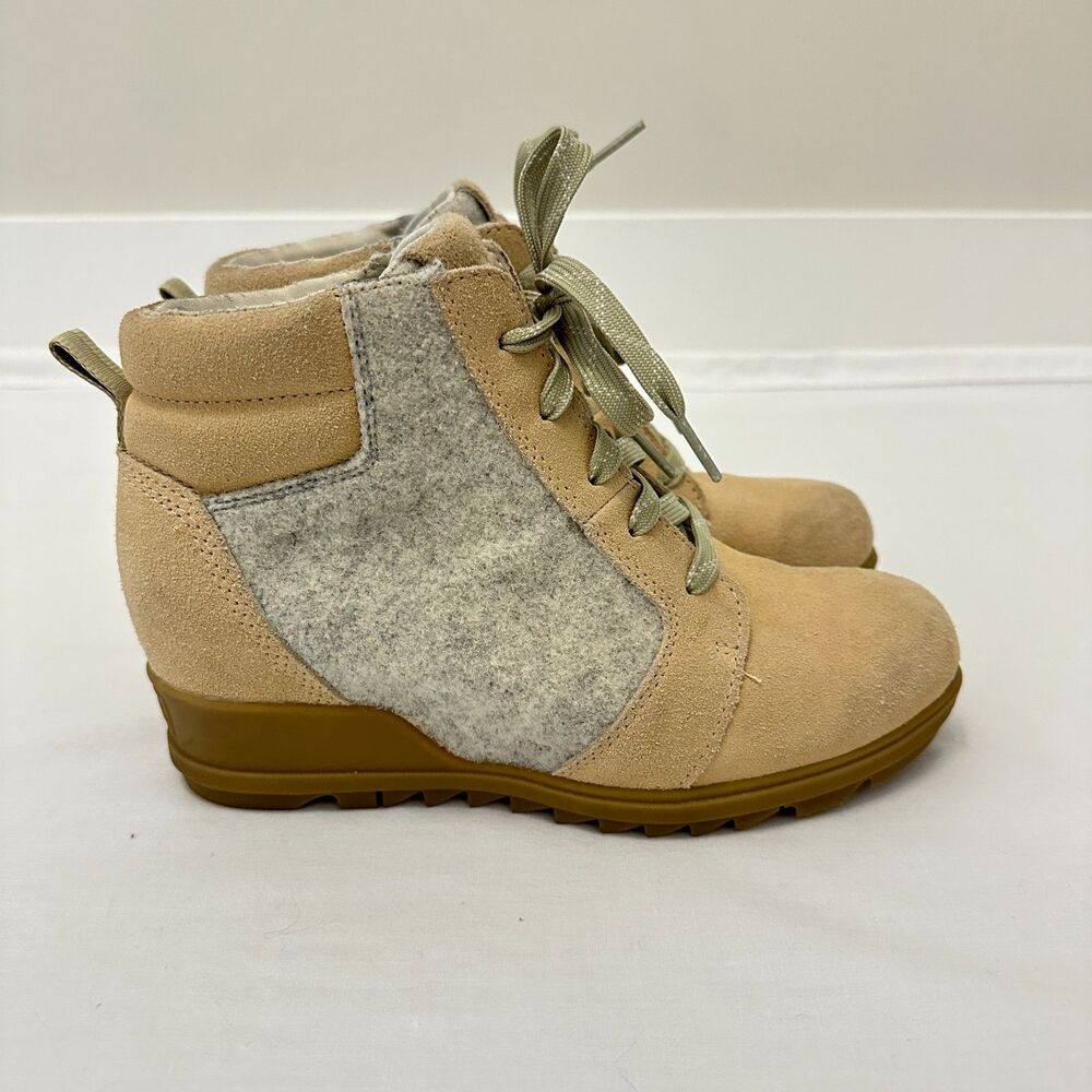 Sorel Women’s Evie Waterproof Wedge Ankle Boots Size 7.5 Suede Lace Up - Picture 2 of 10